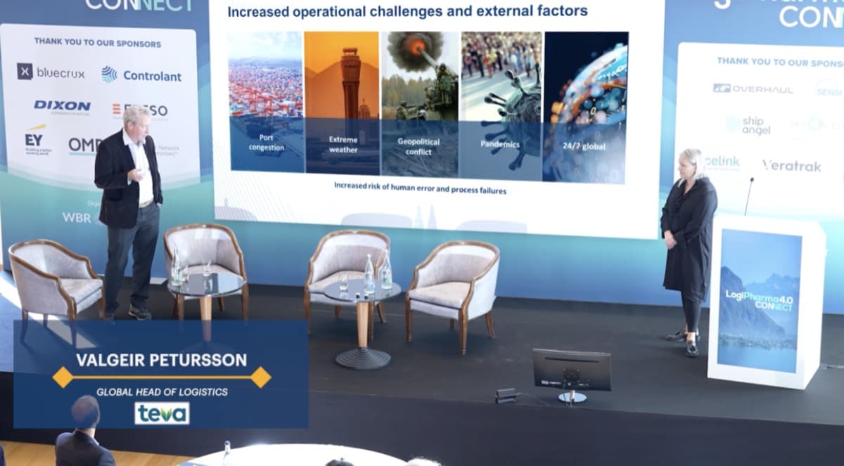 Val from Teva and Ada from Controlant presenting at LogiPharma Connect in Montreux about the value of control towers